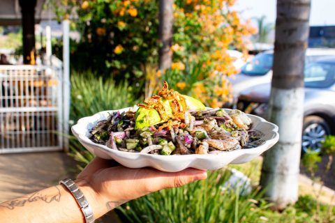 Aguachile de cenizas en restaurante el refugio